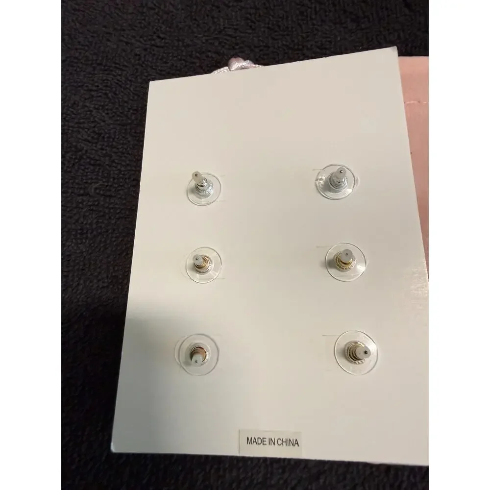 Madison Tyler Stud Earring Set 80's 90's Flashback New with Dust Pouch 3 Pairs